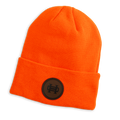 Leather Patch Beanie: Blaze Orange